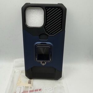 Profer Black and Blue iPhone 13 Pro Max Case with Ring Holder - Brand New